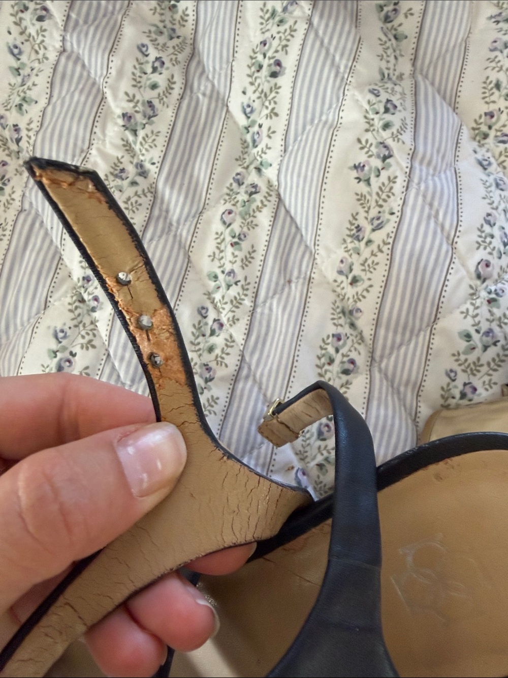 Ann Taylor navy Leather Strappy Block Heels - Picture 9 of 13
